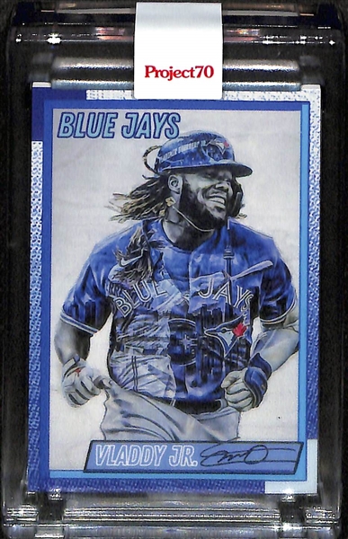 Lot of (3) Vladimir Guerrero Jr Cards- 2021 Topps Transcendent VIP 1/1 (SGC 9), 2019 Black Friday Rookie (#/99) (HGA 9), 2021 Topps Project 70